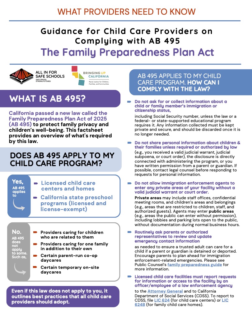 AB 495 family preparedness guidance cover