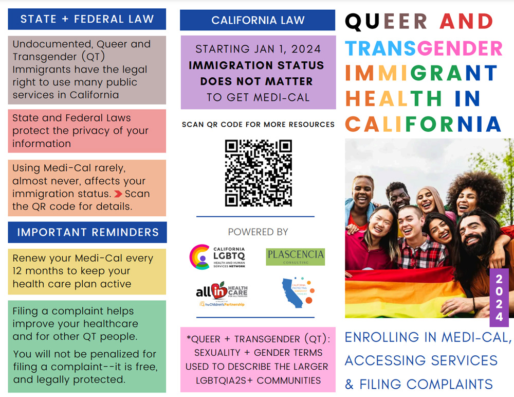 Queer and Transgender Immigrant Health brochure cover
